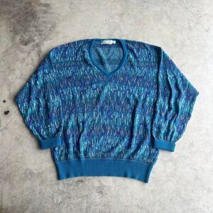 Knott’s Berry Farm Vtg 80s v neck sweater Mens size L Large y2k